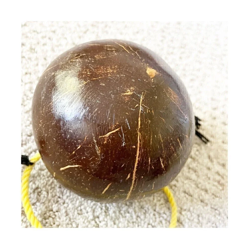 Handmade Coconut Shell Purse Smiley Girl Face Braided Hair Curiosity Oddity